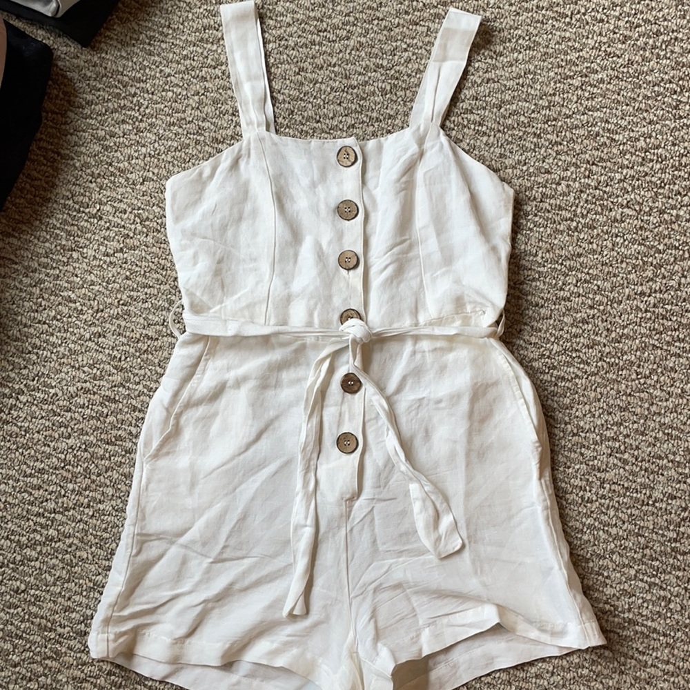 MANGO White Linen Romper